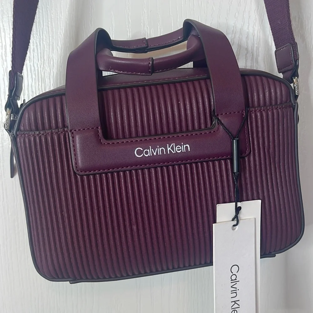 Calvin Klein Bette 2 in 1 Crossbody with Pouch Wristlet Eggplant